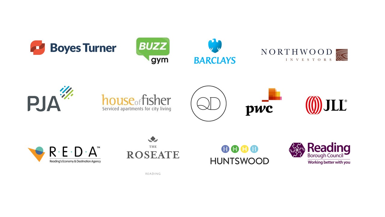 Logos of companies part of Reading Abbey Quarter BID Committee